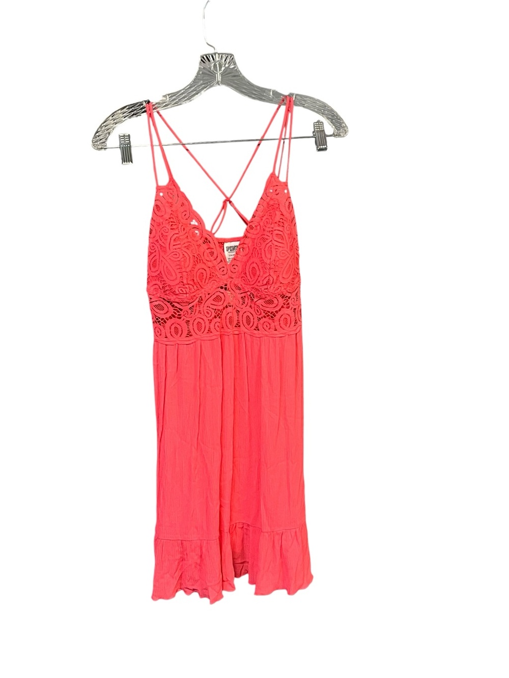 PINK Victoria’s Secret Lace Babydoll Dress L Coral NWT Strappy Mini Chemise